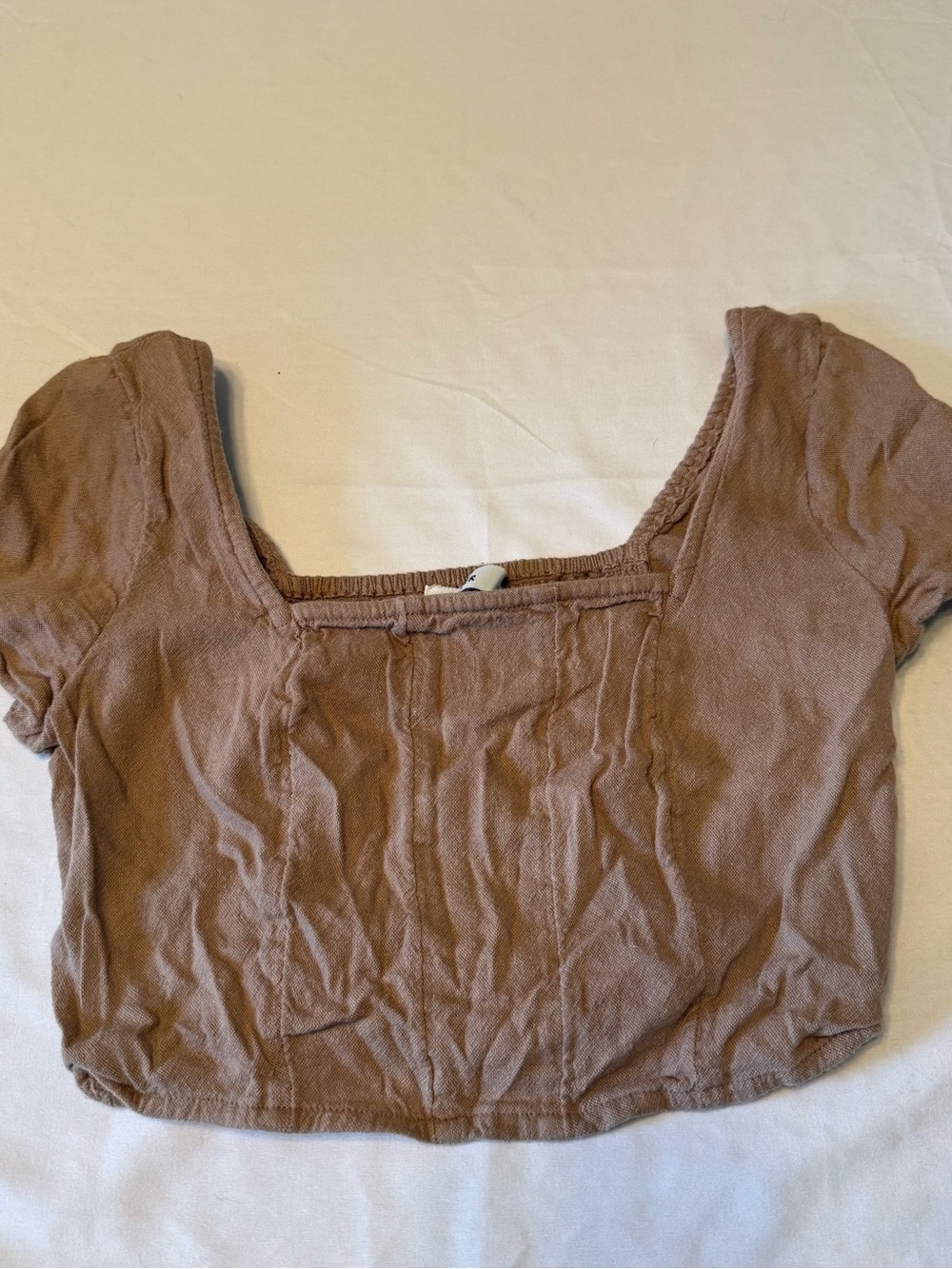 Hollister Square Neck Crop Top in Taupe Brown
